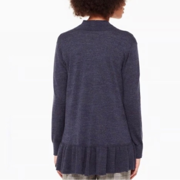 Kate Spade Broome Street Open front cardigan Peplum Heathered Blue XS Oversized - Picture 13 of 13